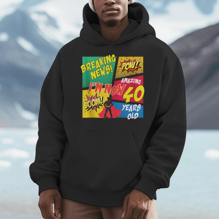 40 Years Old Birthday Comic Style Book Lover Party Men Hoodie 40 Years Old Birthday Comic Style Book Lover Party Men Hoodie