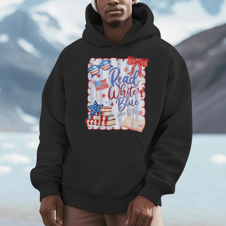 4th Of July Read Blue Patriotic Book Lovers Girl Women Men Hoodie