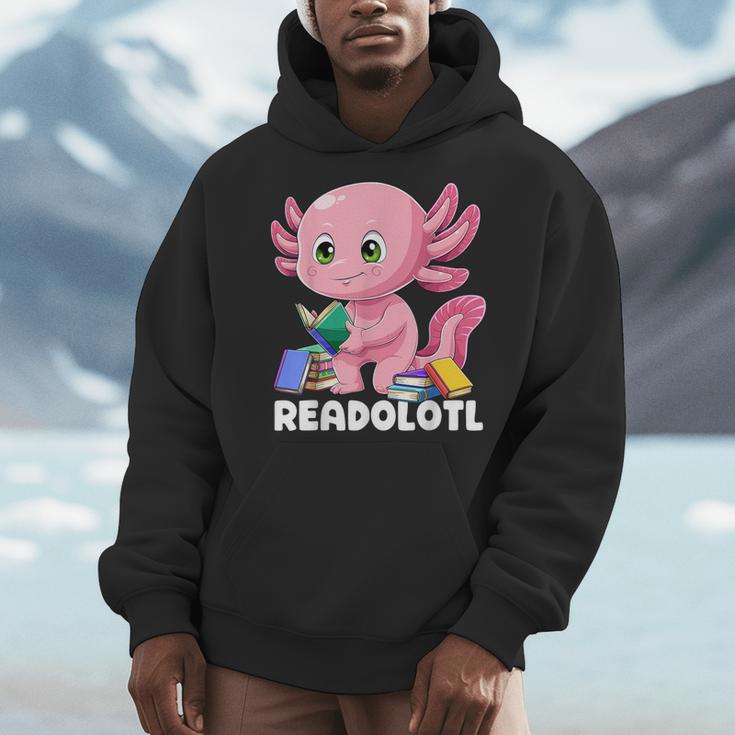 Axolotl Book Reading Bookworm Readolotl Mexican Salamander Men Hoodie