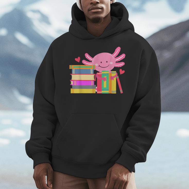 Axolotl Book Reading Librarian English Teacher For Men Women Kids Men Hoodie