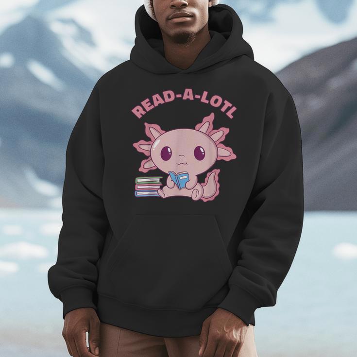 Axolotl Read A Lotl Book Lover Reading Books Cute Men Hoodie