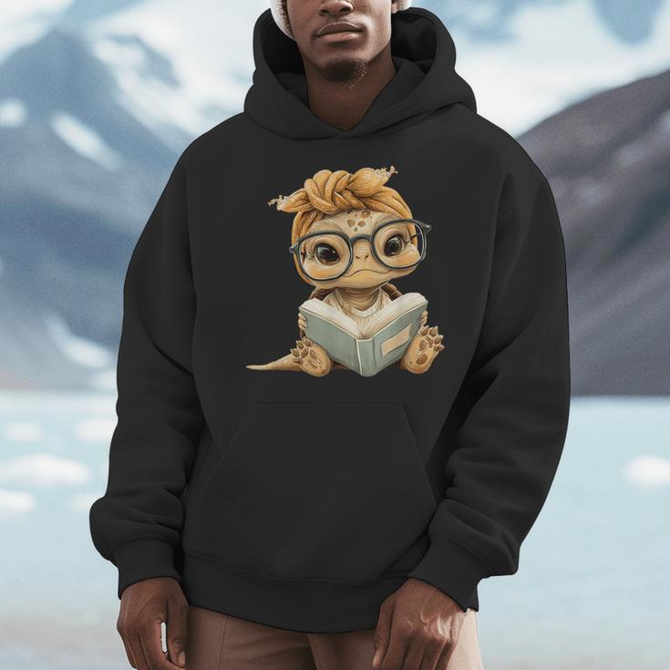 Baby Turtle Open Book Reading Animal Lover Graphic Portrait Men Hoodie Baby Turtle Open Book Reading Animal Lover Graphic Portrait Men Hoodie