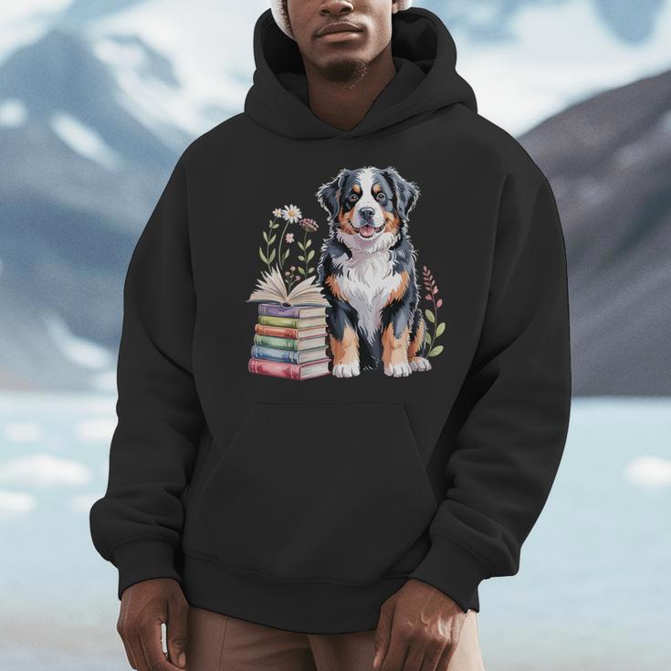 Bernese Mountain Dog Berner Bookworm Flowers Book Reading Men Hoodie