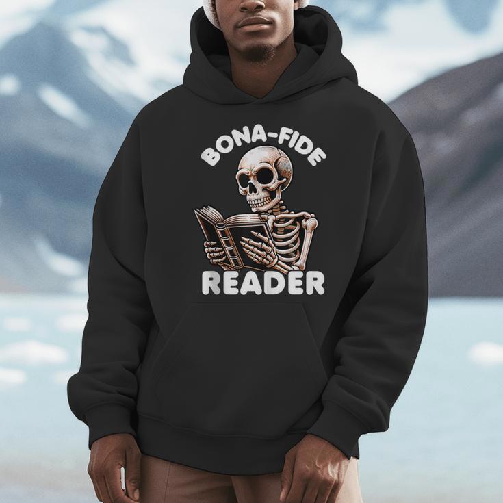 Bonafide Reader Cute Skeleton Reading a Book Lover Bookish Men Hoodie