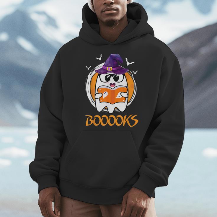 Boo Boooks Ghost Book Reading Halloween 2025 Teacher Men Hoodie