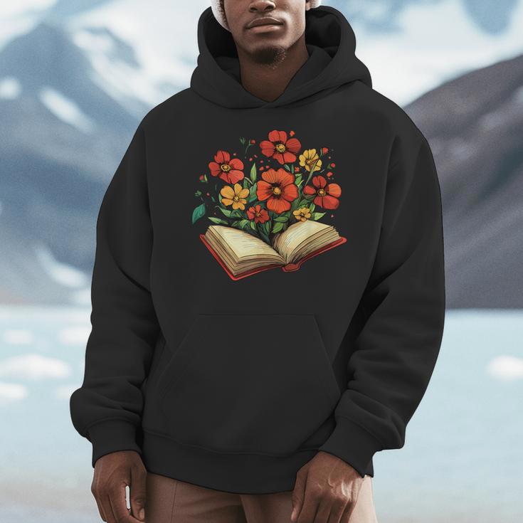 Book With Blooming Flowers Reading Nature Garden Men Hoodie Book With Blooming Flowers Reading Nature Garden Men Hoodie