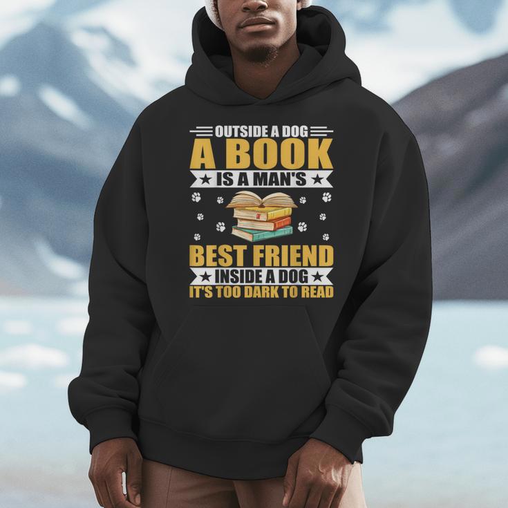 Book Lover Outside a Dog a Book Is a Man's Best Friend Men Hoodie