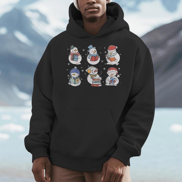 Book Lover Teacher Snowman Reading Books Christmas Winter Men Hoodie Book Lover Teacher Snowman Reading Books Christmas Winter Men Hoodie