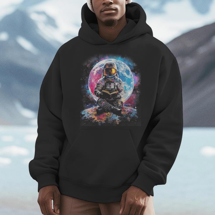 Book Lovers Cool Astronaut Reading Books In Space Kids Men Hoodie
