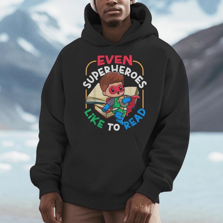 Book Reading Superheroes Like To Read Men Hoodie