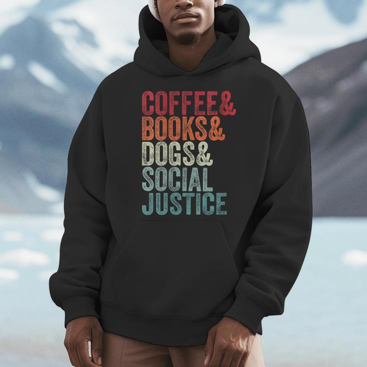 Books Coffee Dogs Social Justice For Men Women Men Hoodie