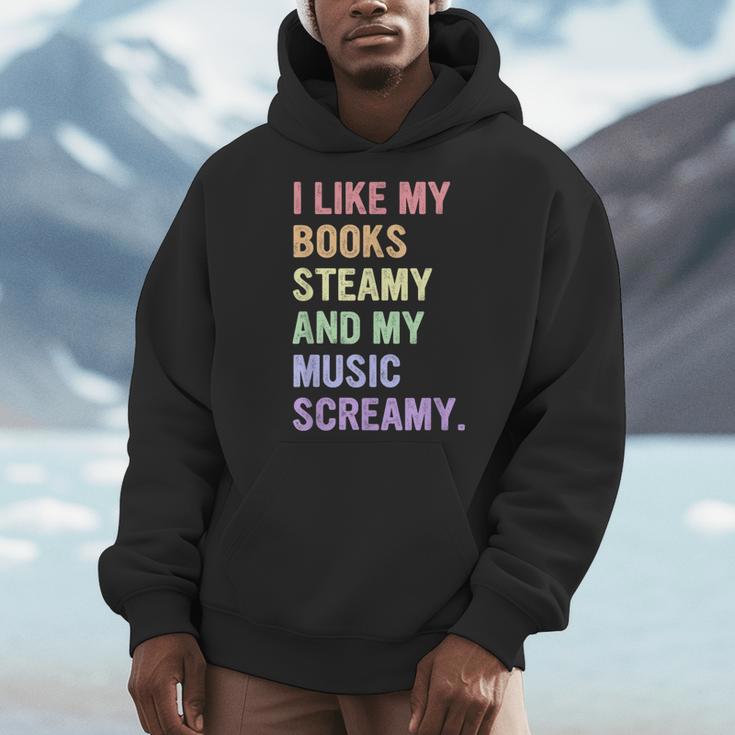 I Like My Books Steamy And My-Music Screamy Quote Men Hoodie
