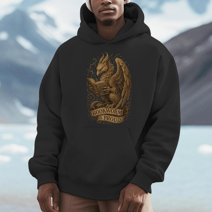 Bookworm & Proud Griffin Reading Book Vintage Fantasy Reader Men Hoodie Bookworm & Proud Griffin Reading Book Vintage Fantasy Reader Men Hoodie