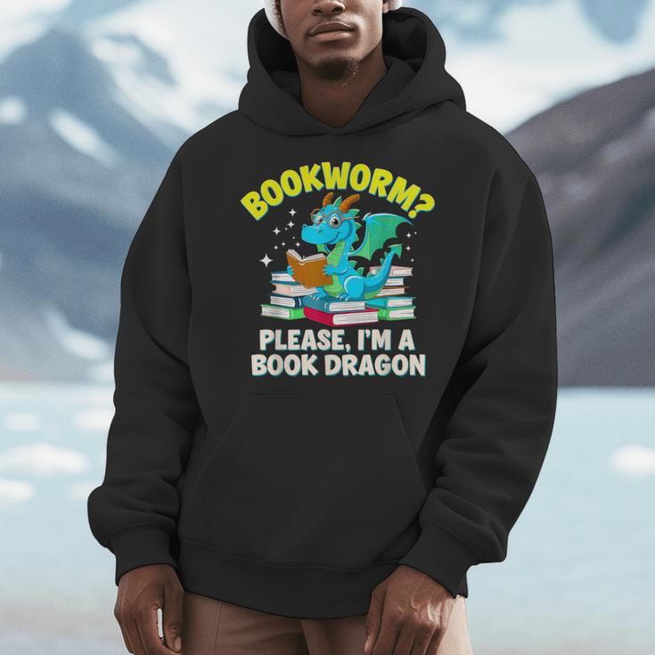 Bookworm Please I'm A Book Dragon Cute Nerds Fantasy Reader Men Hoodie