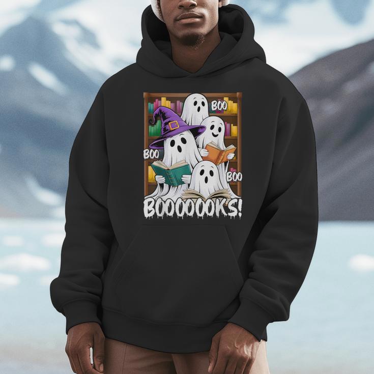 Boooks Ghosts Reading Book Retro Halloween Teacher Librarian Men Hoodie Boooks Ghosts Reading Book Retro Halloween Teacher Librarian Men Hoodie