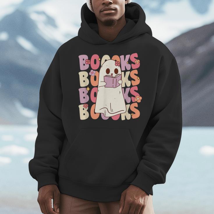 Boooks Halloween Ghost Pun Boo Books Groovy Ghost Men Hoodie Boooks Halloween Ghost Pun Boo Books Groovy Ghost Men Hoodie