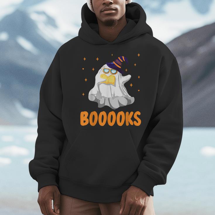 Booooks Funny Halloween Cute Ghost Book Reading Men Hoodie