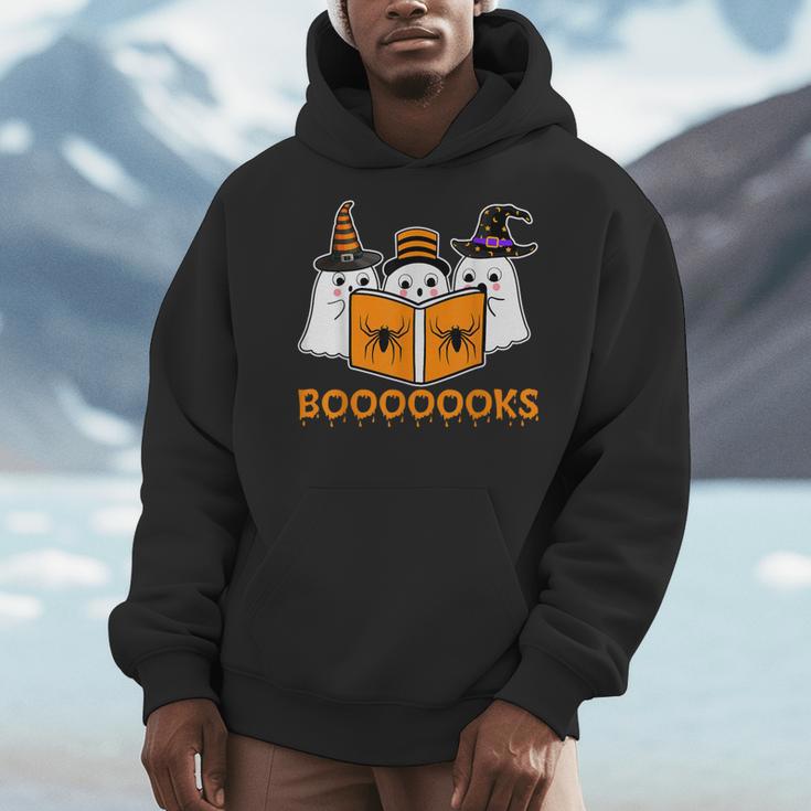 Booooks Ghost Boo Read Books Library Teacher Halloween Cute Men Hoodie