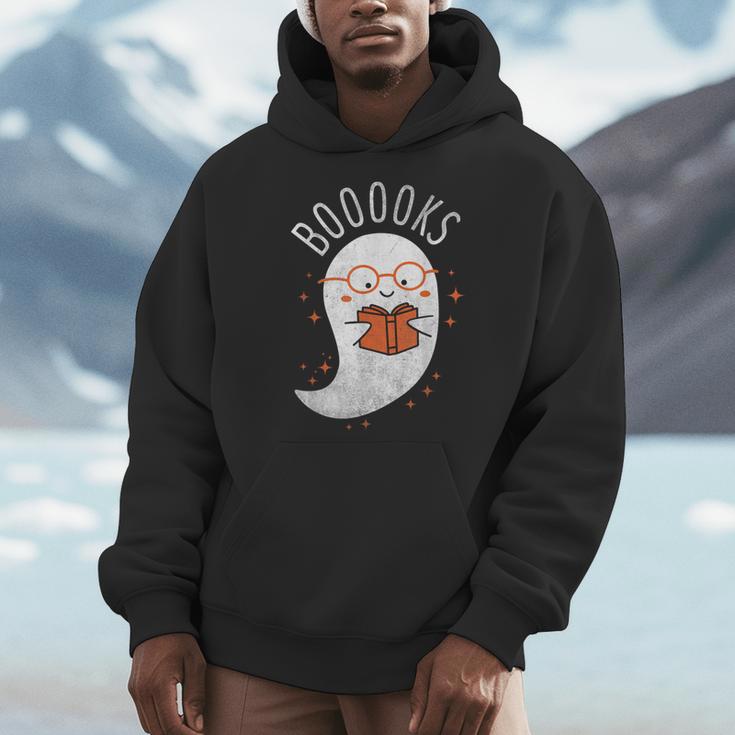 Booooks Ghost Halloween Teacher Book Library Reading Men Hoodie