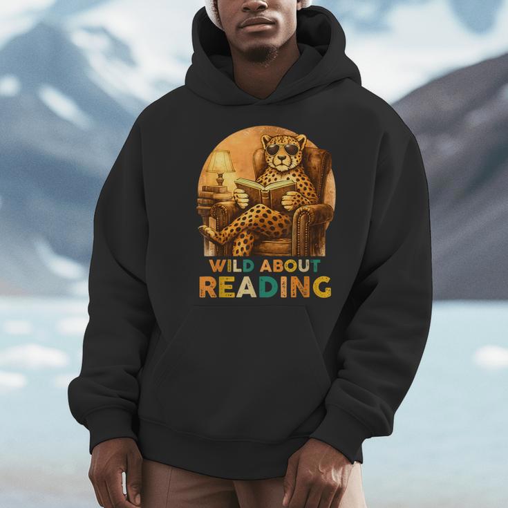 Boys Animal Wild About Reading Cheetah Book Men Hoodie Boys Animal Wild About Reading Cheetah Book Men Hoodie