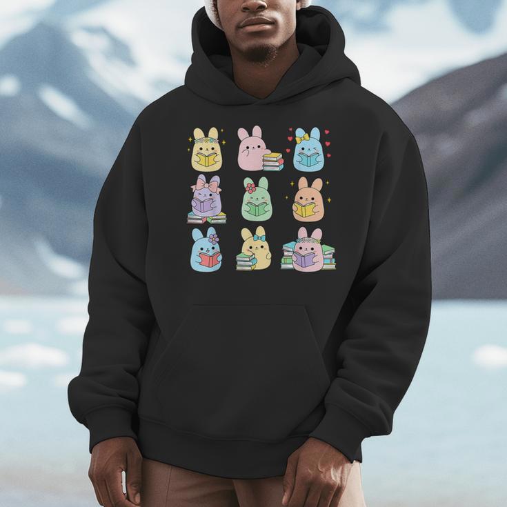 Bunny Reading Books Easter Day Teacher Librarian Book Women Men Hoodie Bunny Reading Books Easter Day Teacher Librarian Book Women Men Hoodie