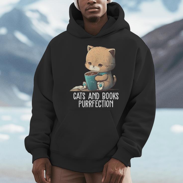 Cats And Books Purrfection Book Lover Book Nerd Librarian Men Hoodie