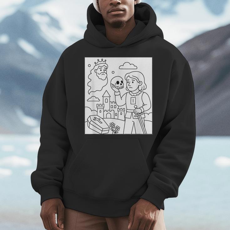 Coloring Book Hamlet Ghost Yorick Castle Shakespeare Play Men Hoodie