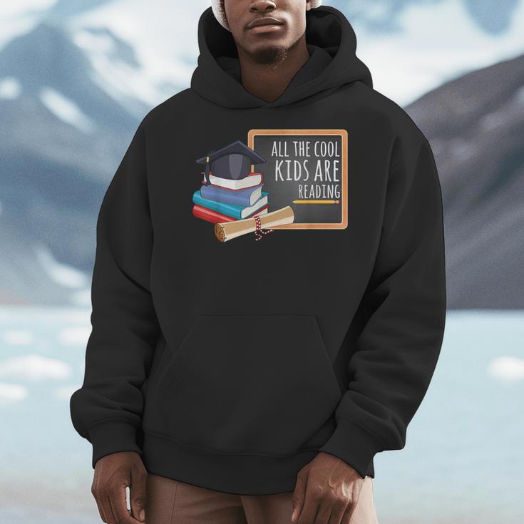 All The Cool Kids Are Reading Book Nerd School Graduation Men Hoodie