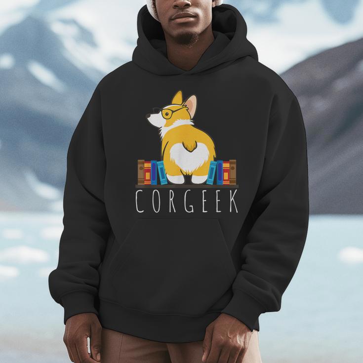 Corgi Corgeek Book Nerd Geek Dog Shirt T-Shirt Men Hoodie