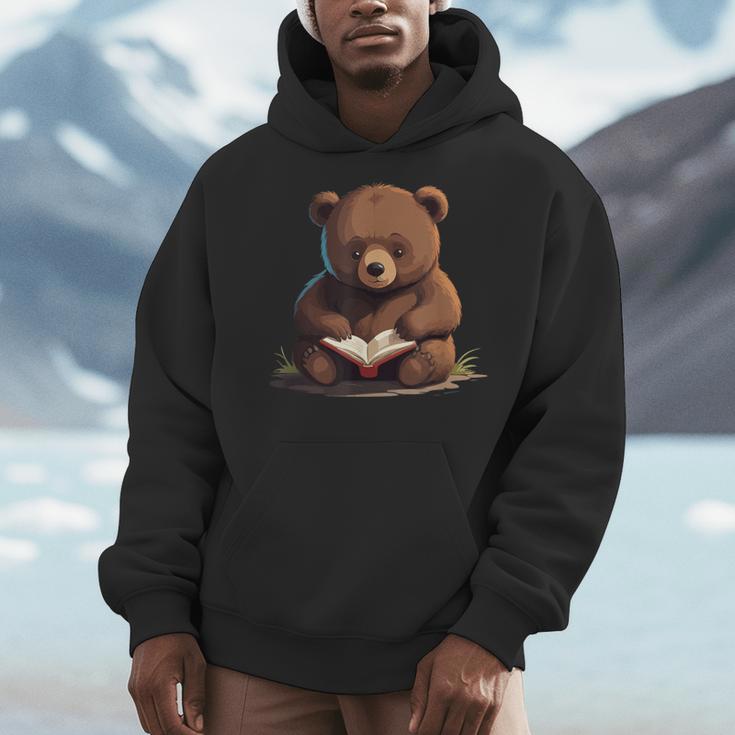 Cute Bear Is Reading a Book Reading Bear Men Hoodie