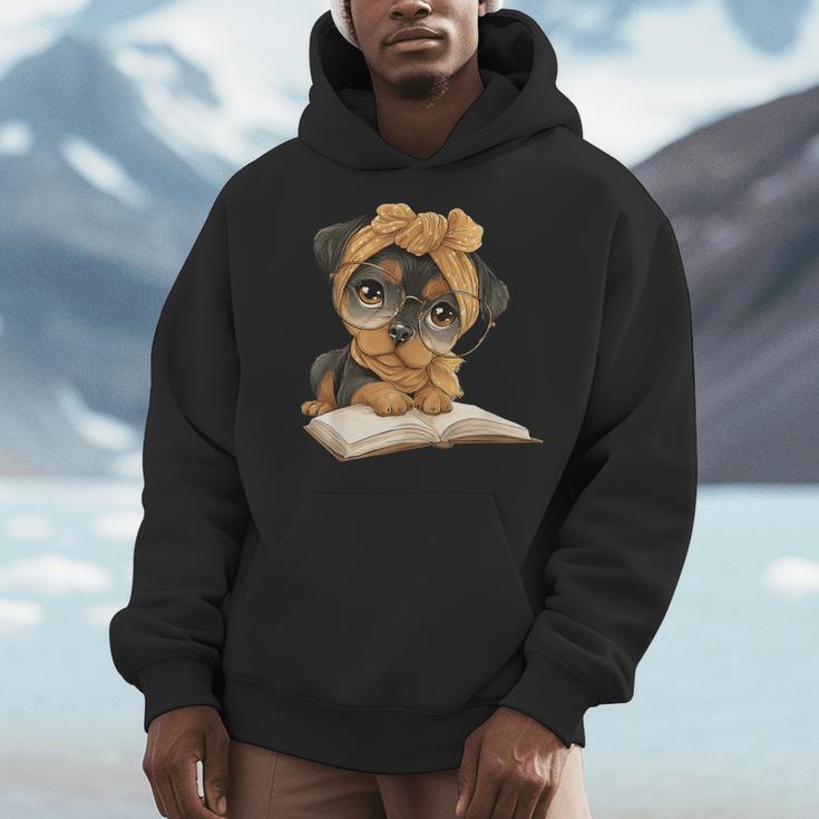 Cute Dog Reading Book Bandana Pup Reader Men Hoodie Cute Dog Reading Book Bandana Pup Reader Men Hoodie