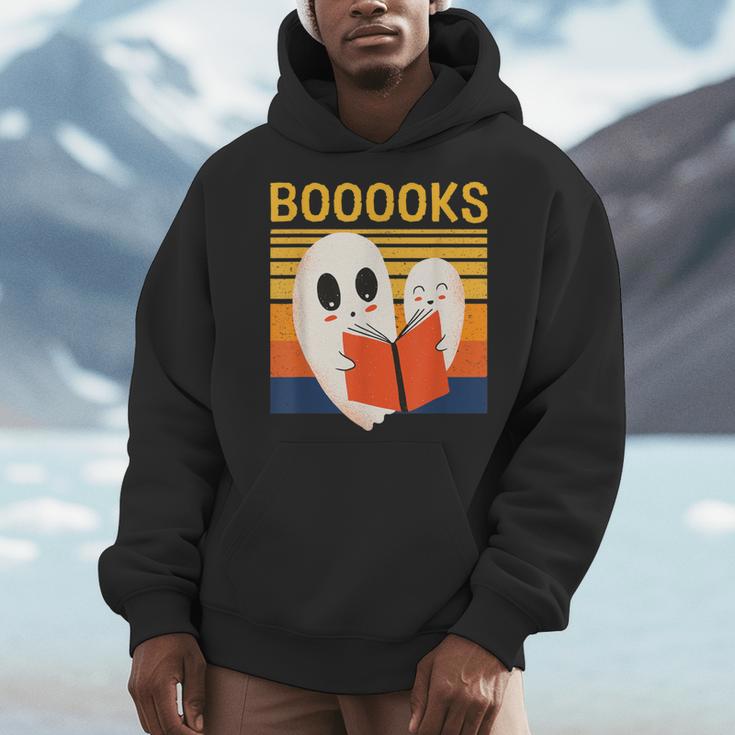 Cute Ghost Book Reading Halloween Teacher Puns Booooks For Men Women Kids Men Hoodie