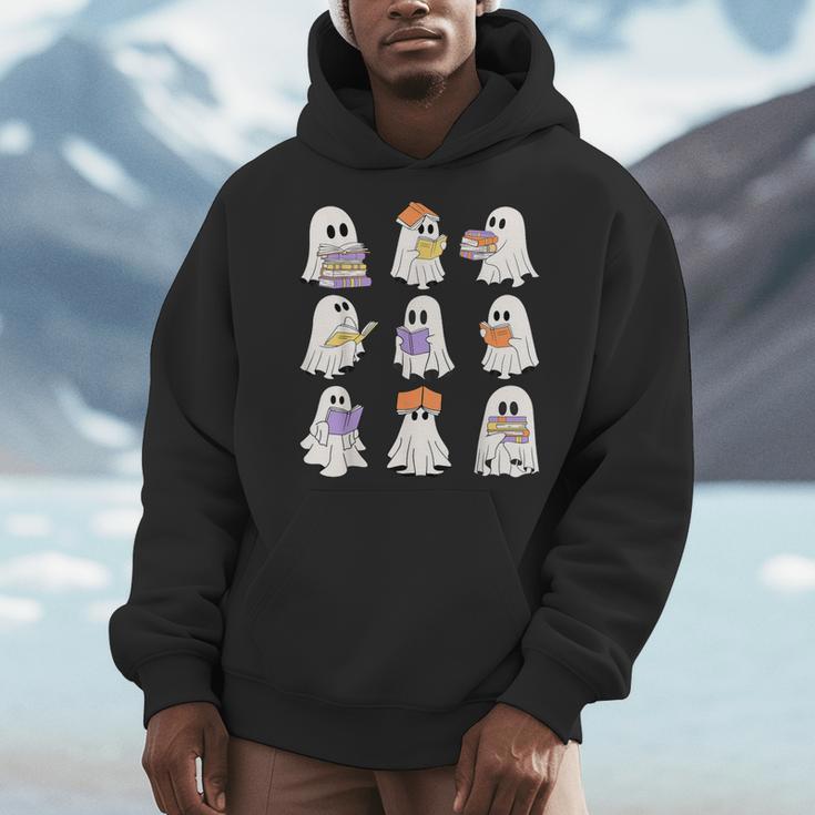 Cute Ghost Reading Books Teacher Halloween Reading Men Women Kids Men Hoodie Cute Ghost Reading Books Teacher Halloween Reading Men Women Kids Men Hoodie
