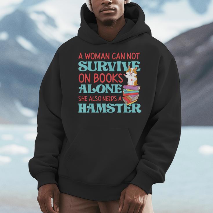 Cute Hamster Reading Book A Woman Can Not Survive On Books Men Hoodie Cute Hamster Reading Book A Woman Can Not Survive On Books Men Hoodie