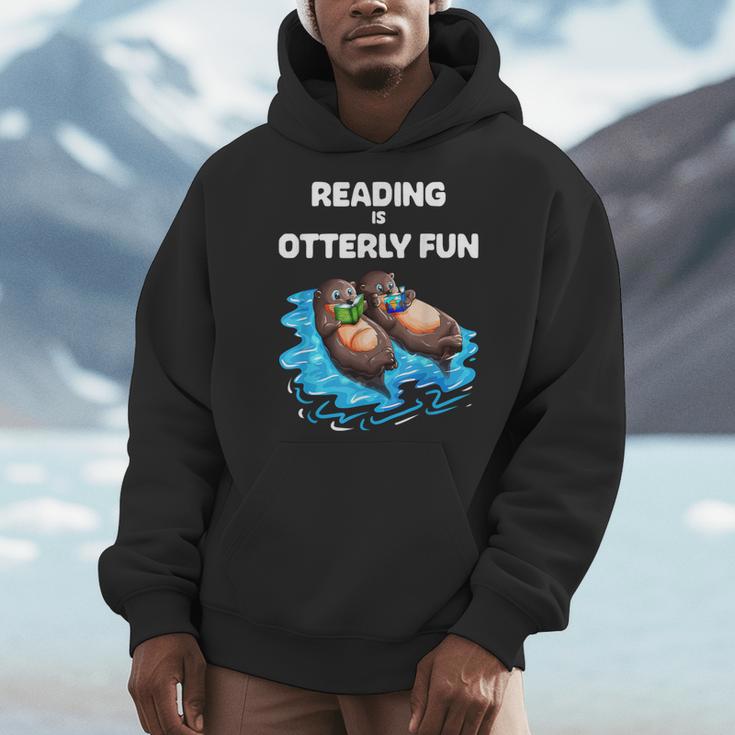 Cute Otter Reading Book Two Otter Reading Is Otterly Fun Men Hoodie