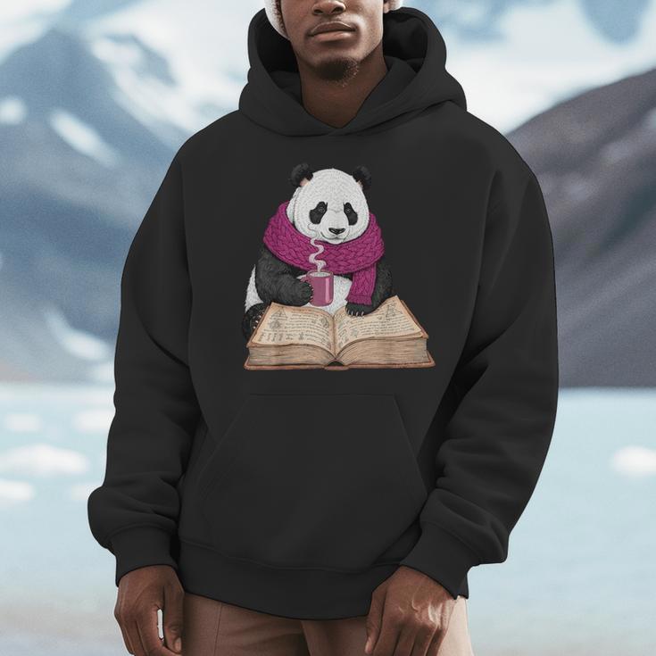 Cute Panda With Book And Hot Cocoa Reading Men Hoodie Cute Panda With Book And Hot Cocoa Reading Men Hoodie