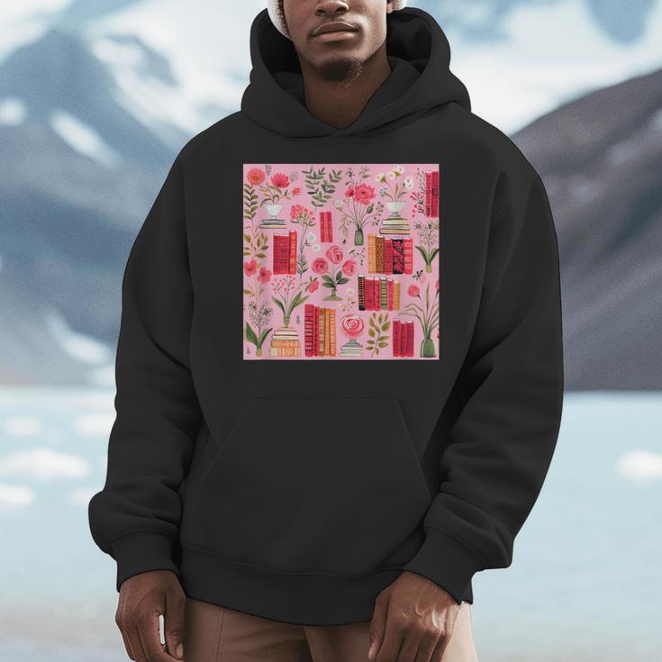 Cute Pink Book Pattern Book Lover Men Hoodie