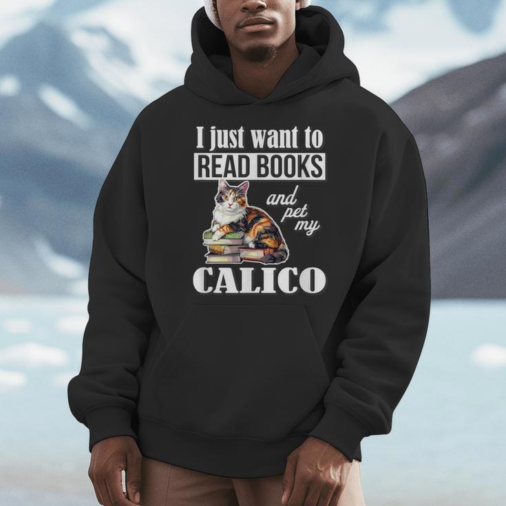 Cute Read Books Calico Cat Lover For Men Women Girls Kids Men Hoodie