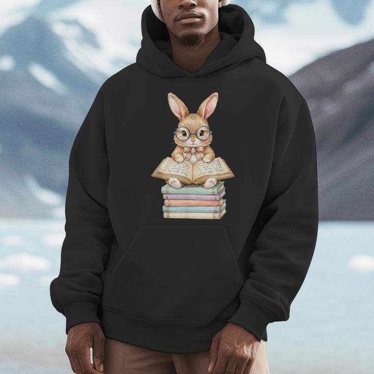 Cute Reading Bunny Easter Books Reader Teacher Girls Women Men Hoodie Cute Reading Bunny Easter Books Reader Teacher Girls Women Men Hoodie