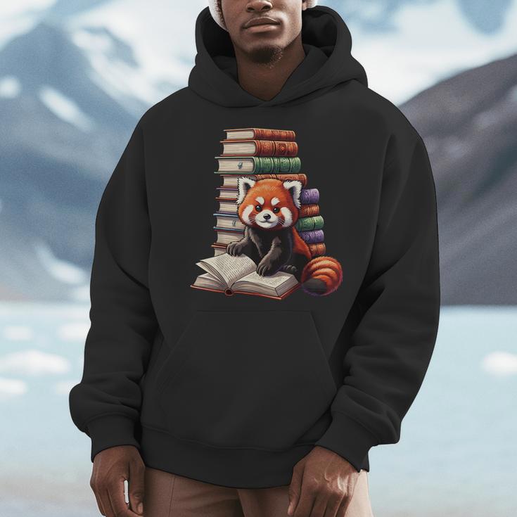 Cute Red Panda Reading Book Animal Bookworm Men Hoodie