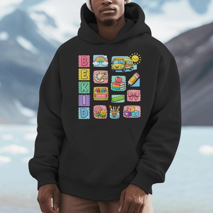 Cute Teacher Life With Crayons Rainbow Books Apple School Men Hoodie