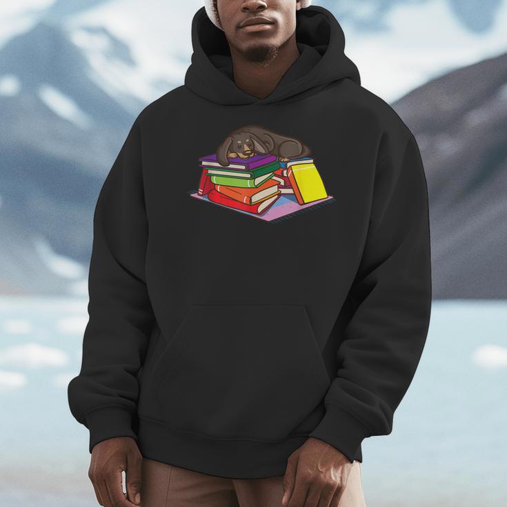Dachshund Book Reading Lovers Bookworm Girls Teachers Men Hoodie