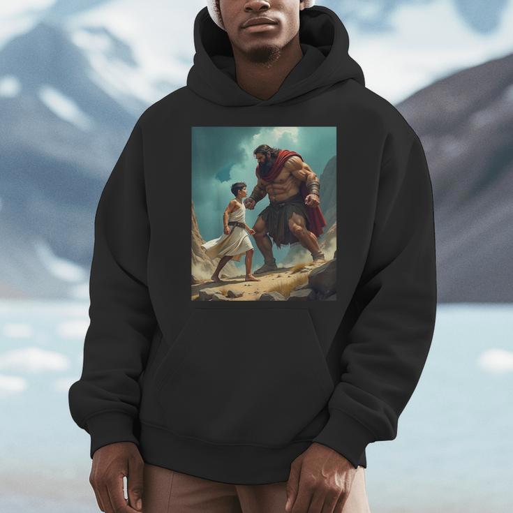 David And Goliath Bible Book Of Samuel King David Painting Men Hoodie