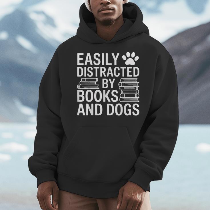 Dog Owner Bookworm Easily Distracted By Books And Dogs Men Hoodie