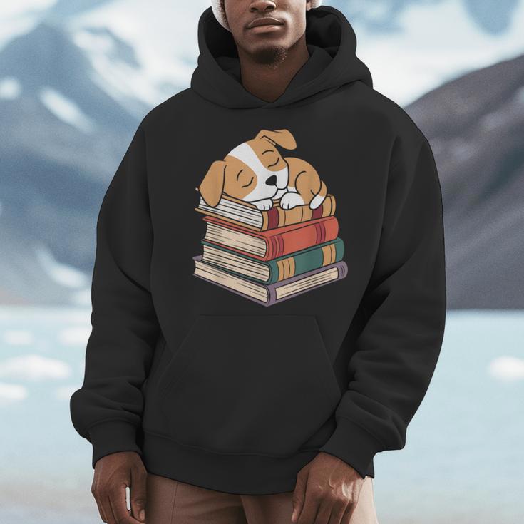 Dog Reading Book Pajama Sleep Men Hoodie