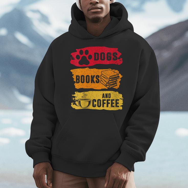 Dogs Books And Coffee Dog Book Reader Lover Men Hoodie