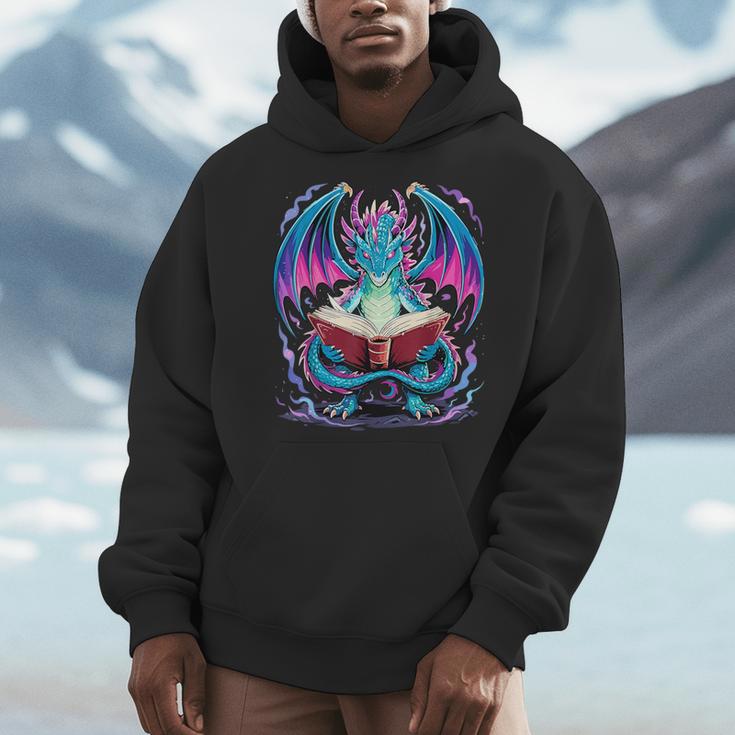 Dragon Reading Book Lover Men Hoodie