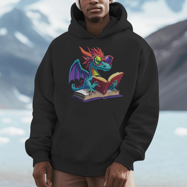 Dragon Wearing Glasses Reading A Book Men Hoodie