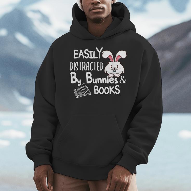 Easily Distracted By Bunnies And Books Men Hoodie