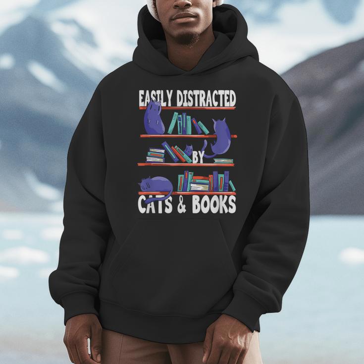 Easily Distracted By Cats And Book Bookworm Cat Lover For Men Women Men Hoodie Easily Distracted By Cats And Book Bookworm Cat Lover For Men Women Men Hoodie